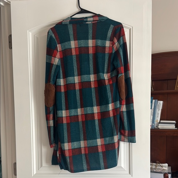 Plaid Open-Front Cardigan Sweater - Picture 2 of 3